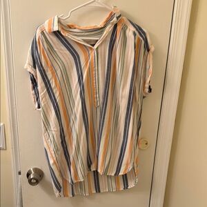 LOFT Multicolor Striped Button-Up Shirt